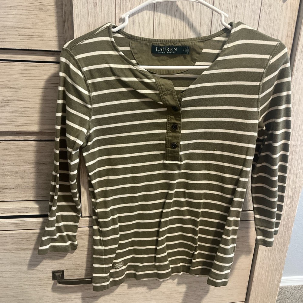Olive Striped Women's Top